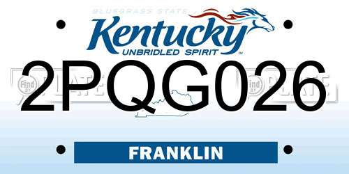 2PQG026 Kentucky License Plate