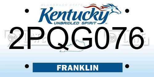 2PQG076 Kentucky License Plate