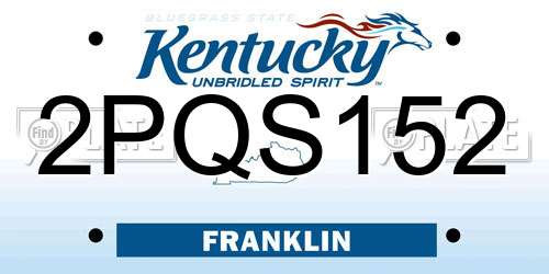 2PQS152 Kentucky License Plate