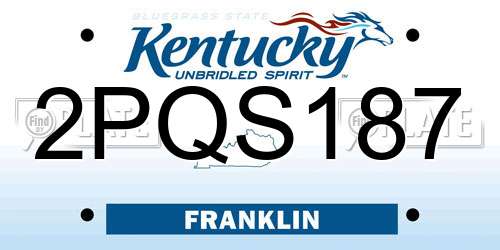 2PQS187 Kentucky License Plate