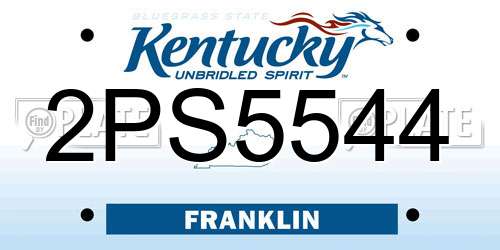 2PS5544 Kentucky License Plate