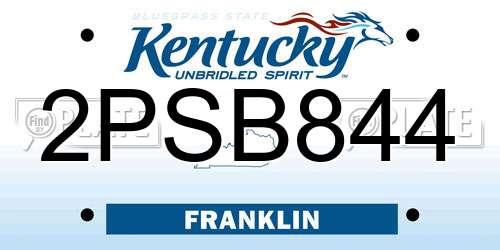 2PSB844 Kentucky License Plate