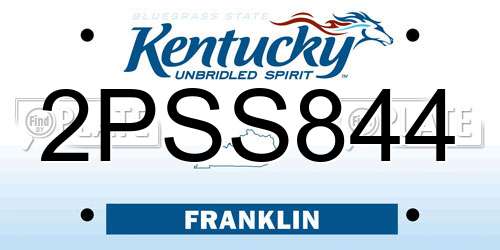 2PSS844 Kentucky License Plate