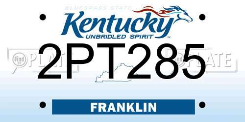 2PT285 Kentucky License Plate
