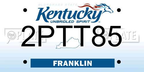 2PTT85 Kentucky License Plate