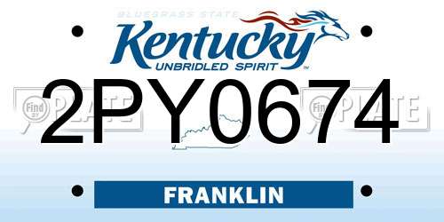 2PY0674 Kentucky License Plate