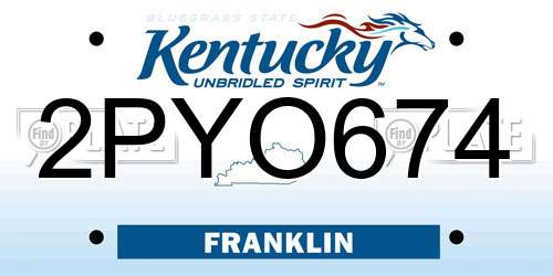 2PYO674 Kentucky License Plate