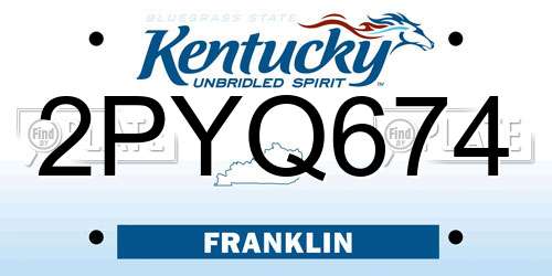 2PYQ674 Kentucky License Plate