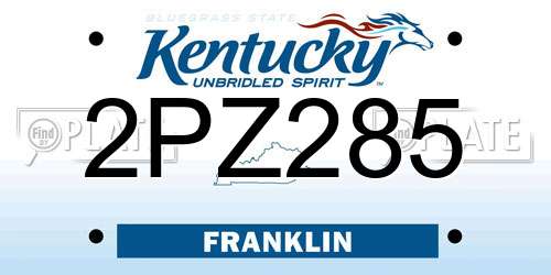 2PZ285 Kentucky License Plate