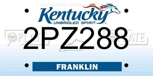 2PZ288 Kentucky License Plate