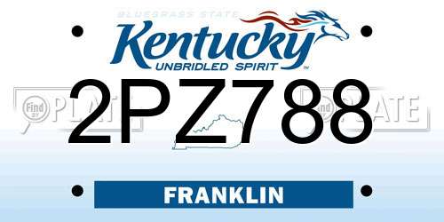 2PZ788 Kentucky License Plate