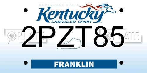 2PZT85 Kentucky License Plate