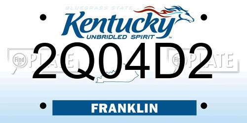 2Q04D2 Kentucky License Plate