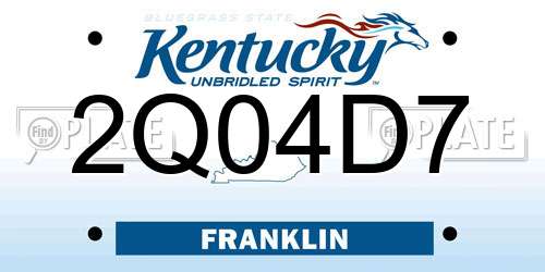 2Q04D7 Kentucky License Plate