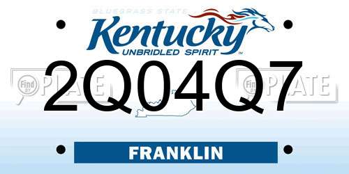 2Q04Q7 Kentucky License Plate
