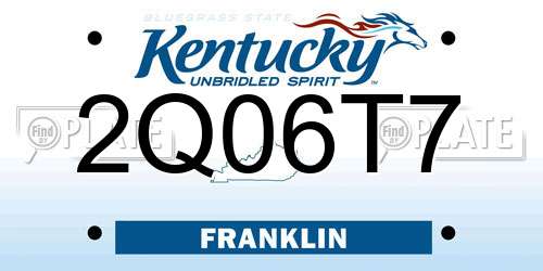 2Q06T7 Kentucky License Plate
