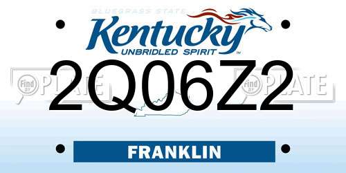 2Q06Z2 Kentucky License Plate