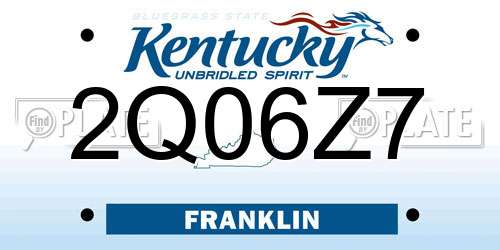 2Q06Z7 Kentucky License Plate