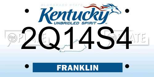 2Q14S4 Kentucky License Plate