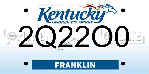 2Q22O0 Kentucky License Plate