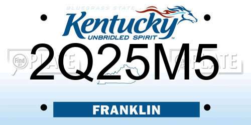 2Q25M5 Kentucky License Plate