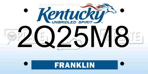 2Q25M8 Kentucky License Plate