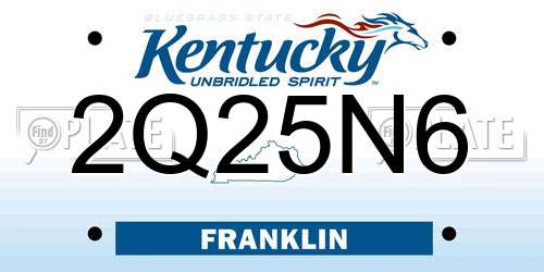 2Q25N6 Kentucky License Plate