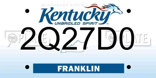 2Q27D0 Kentucky License Plate