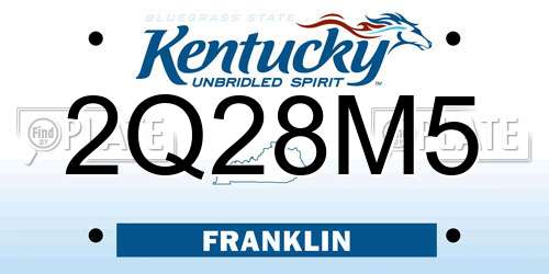 2Q28M5 Kentucky License Plate