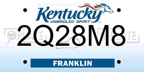 2Q28M8 Kentucky License Plate