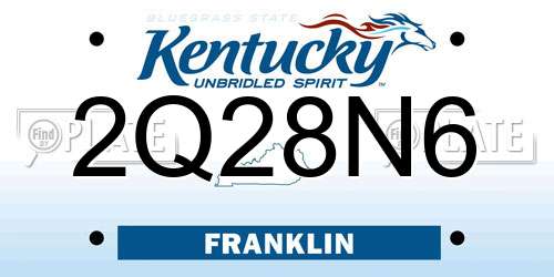 2Q28N6 Kentucky License Plate