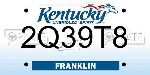2Q39T8 Kentucky License Plate