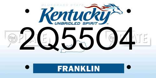 2Q55O4 Kentucky License Plate