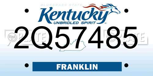 2Q57485 Kentucky License Plate