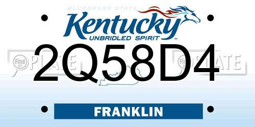 2Q58D4 Kentucky License Plate