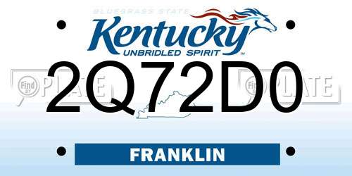 2Q72D0 Kentucky License Plate