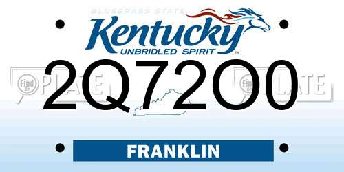 2Q72O0 Kentucky License Plate