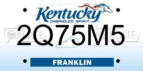 2Q75M5 Kentucky License Plate