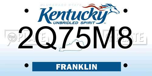 2Q75M8 Kentucky License Plate