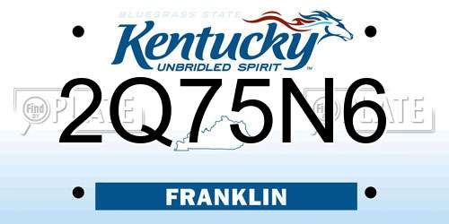 2Q75N6 Kentucky License Plate