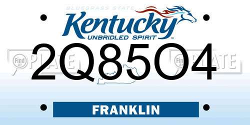 2Q85O4 Kentucky License Plate