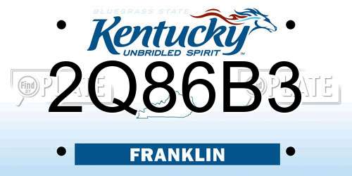 2Q86B3 Kentucky License Plate