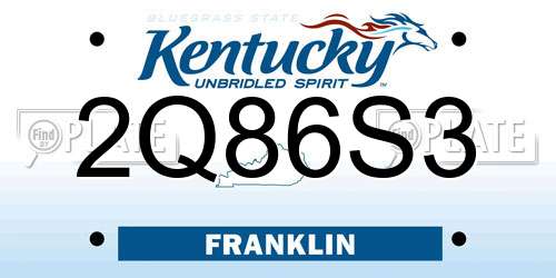 2Q86S3 Kentucky License Plate