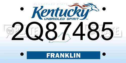 2Q87485 Kentucky License Plate