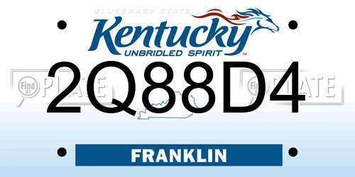 2Q88D4 Kentucky License Plate