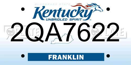 2QA7622 Kentucky License Plate
