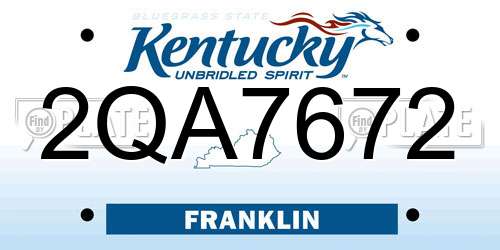 2QA7672 Kentucky License Plate