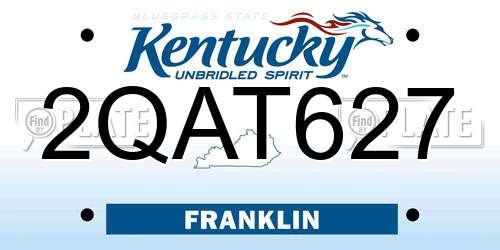 2QAT627 Kentucky License Plate
