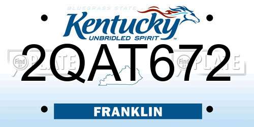 2QAT672 Kentucky License Plate