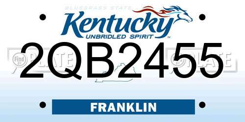 2QB2455 Kentucky License Plate